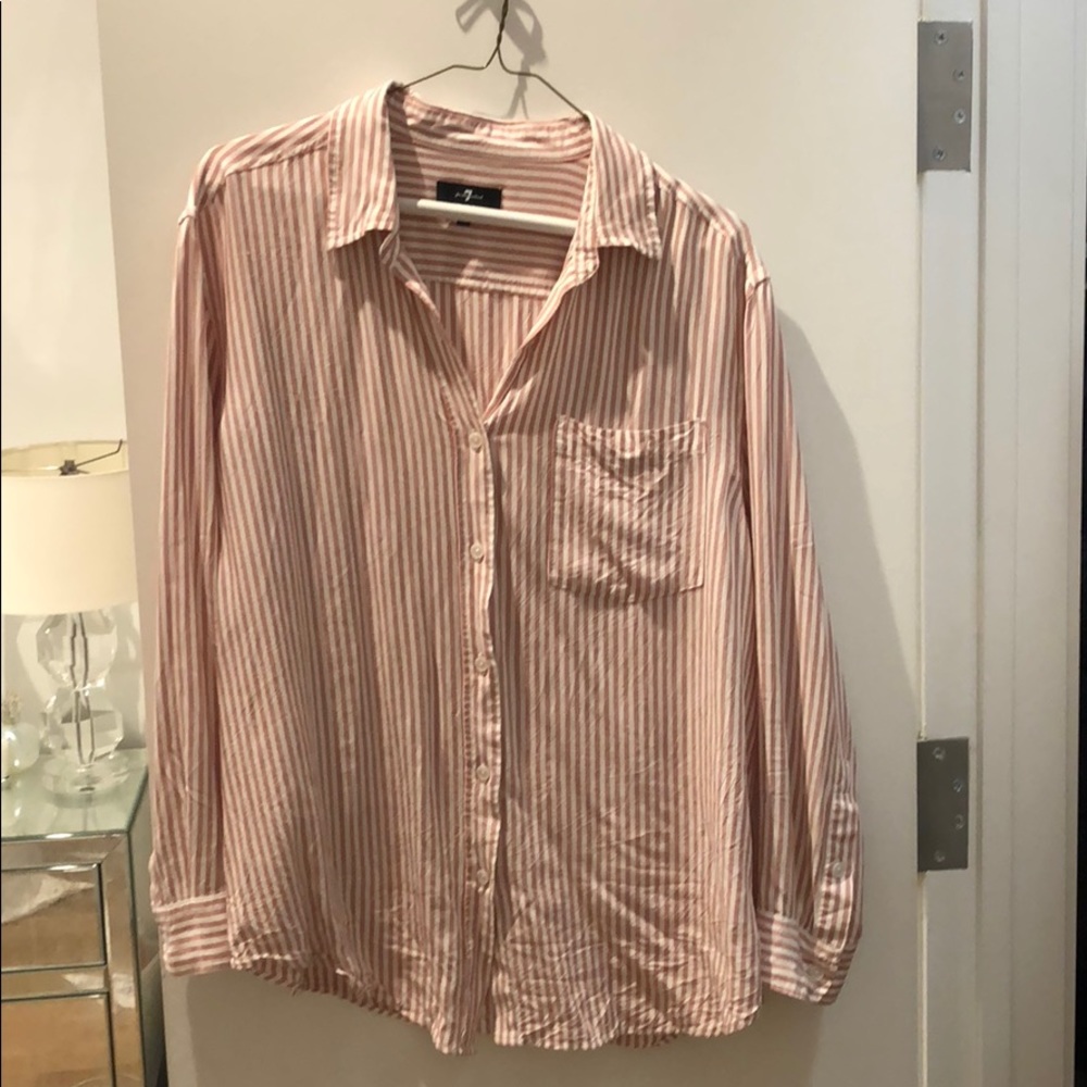 7 for All Mankind Striped Button Down Top